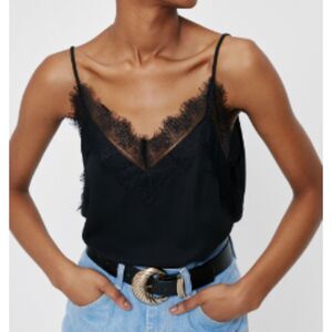 NEW! NASTY GAL Lace the Consequences Black Cami Top NWT Size Large